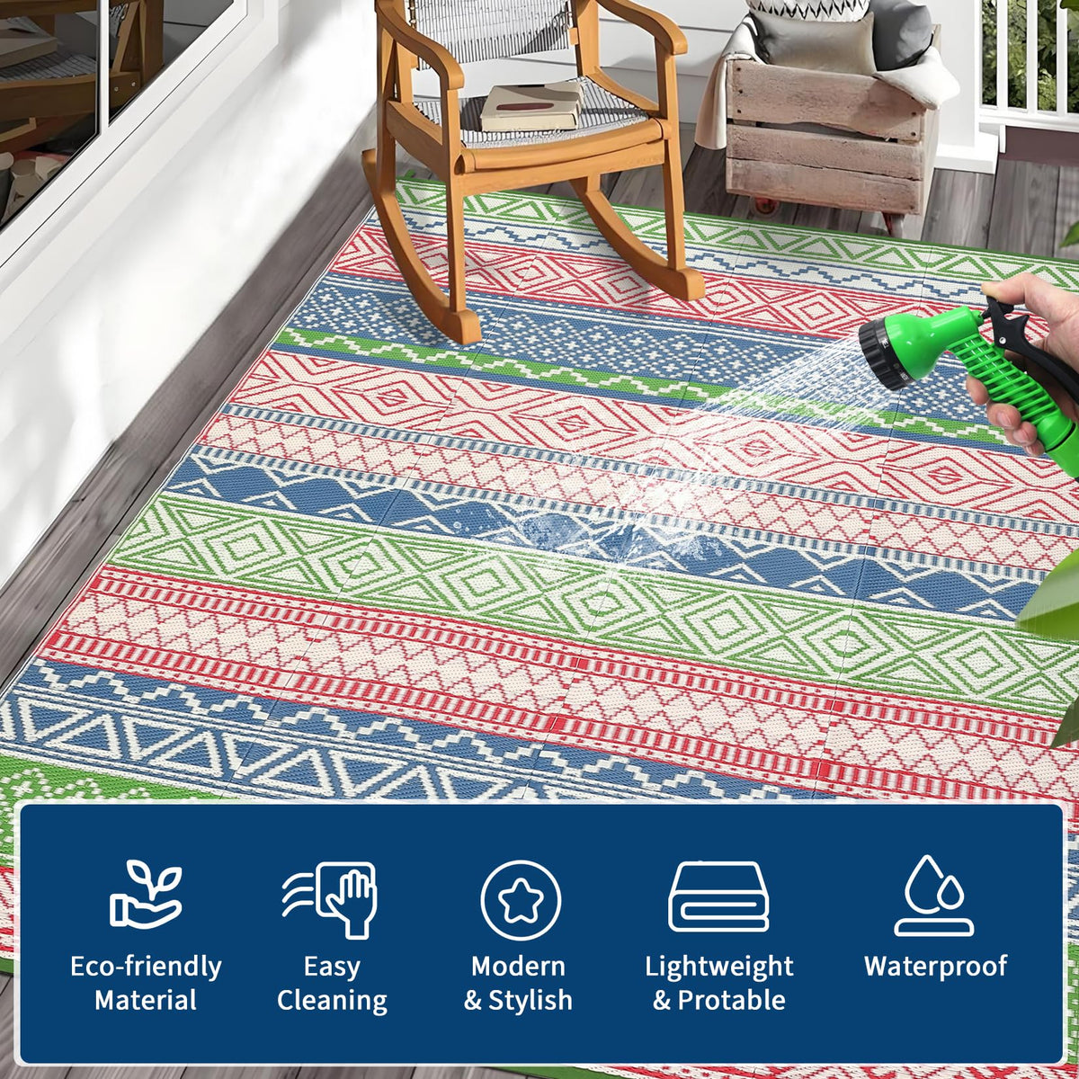 GlowSol 8x10 waterproof fabric resists spills for easy cleaning.