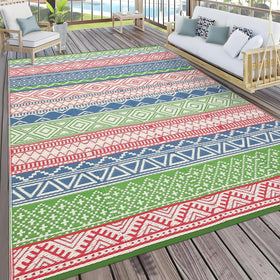 GlowSol waterproof outdoor rug 6x9 with carry bag for easy transport.