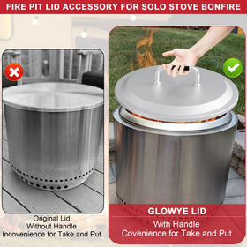 GLOWYE 304 stainless steel fire pit lid showing durable material and finish
