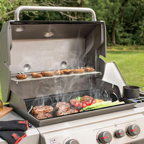 GLOWYE upgraded griddle with handle for easy handling on compatible Weber grills