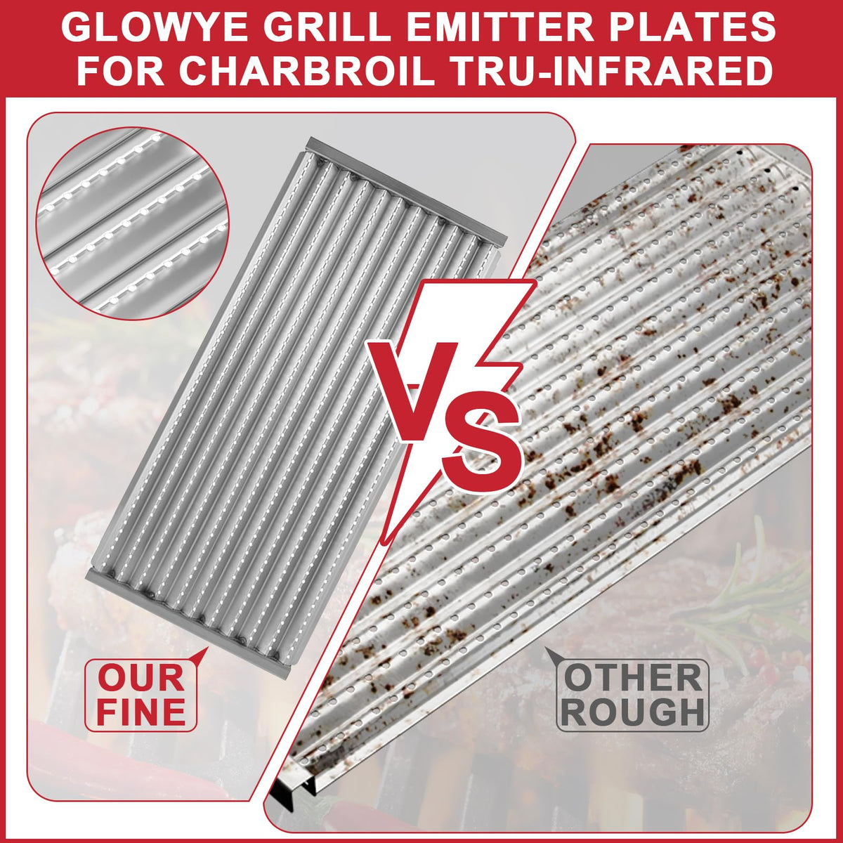GLOWYE emitter plates for Charbroil TRU-Infrared 463246018 durable stainless steel