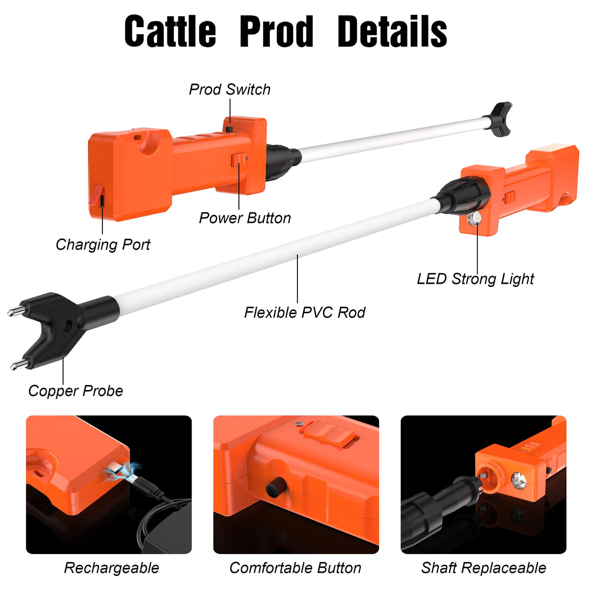 GmTonty ergonomic grip ensures secure handling during daily livestock herding