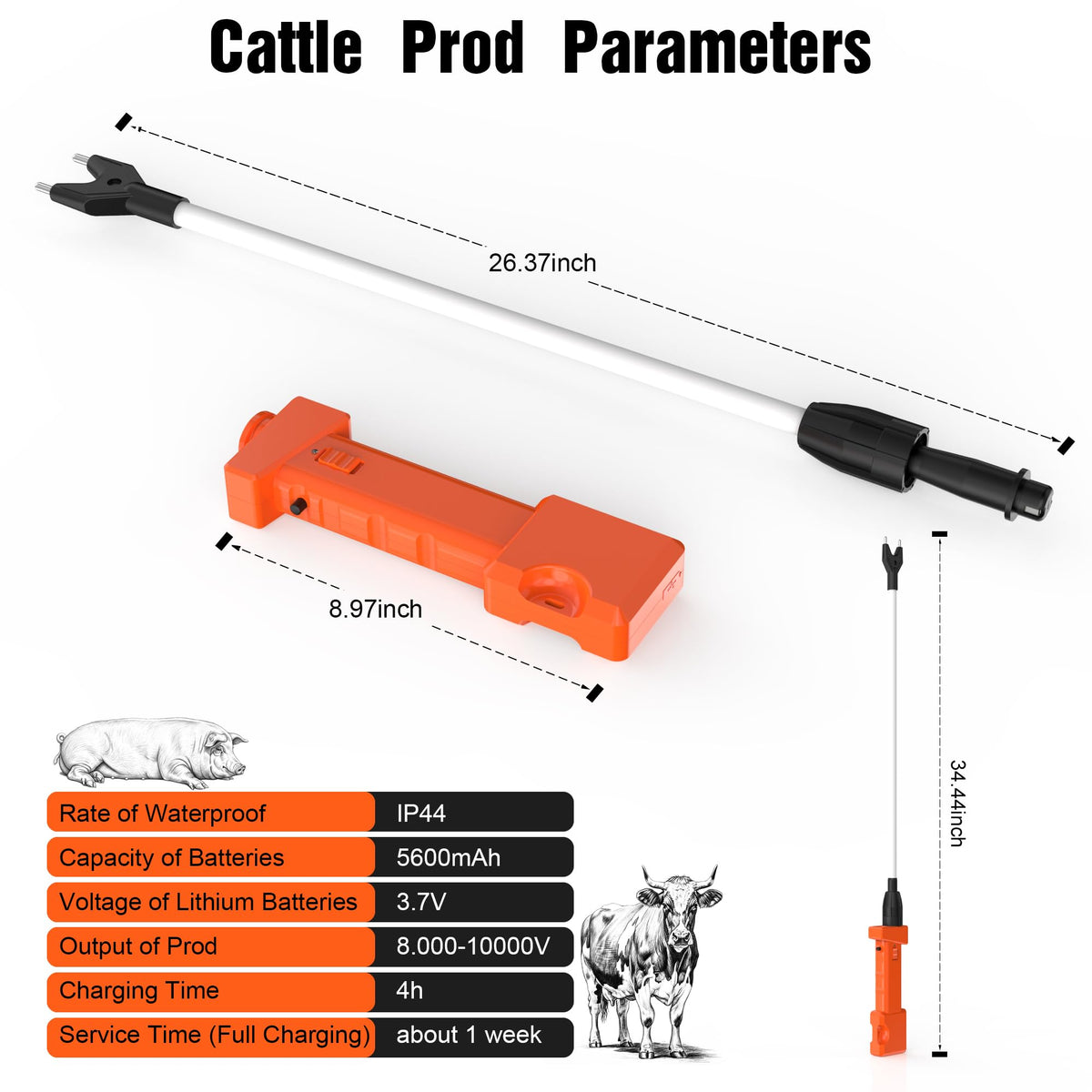 GmTonty cattle prod is waterproof for use in all weather conditions