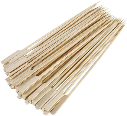 Gmark 9.5-inch bamboo paddle skewers pack ready for grill and cooking use