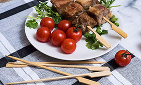 Gmark 9.5-inch skewers offer rustic presentation and practical grilling utility