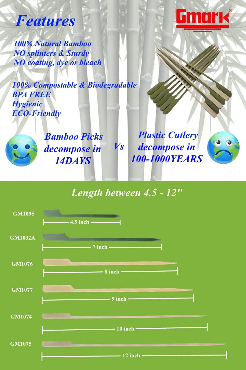 Gmark natural bamboo color skewers showcase a premium look for appetizers and canapés.