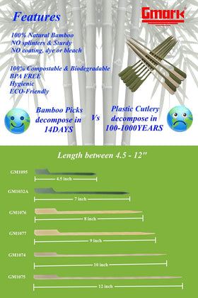 Gmark natural bamboo color skewers showcase a premium look for appetizers and canapés.