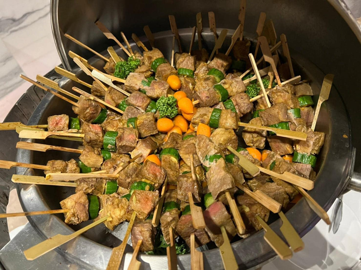 Gmark skewers double as elegant serving picks for appetizers and fruit skewers.