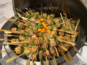 Gmark skewers double as elegant serving picks for appetizers and fruit skewers.