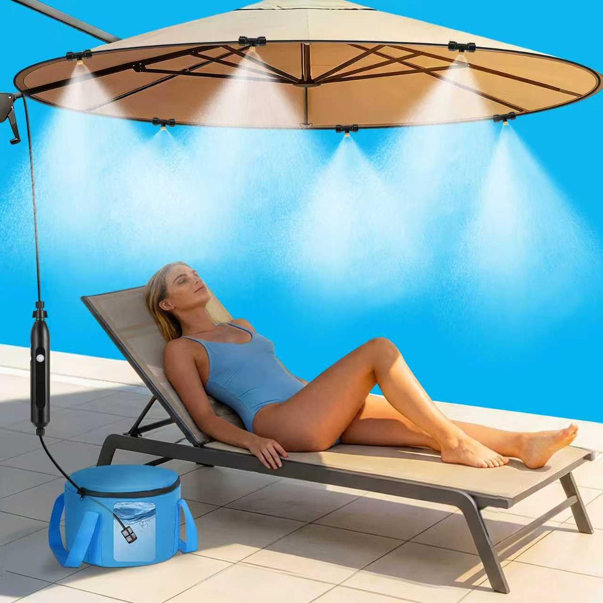 GMAULEE portable misting system front view for on-the-go cooling