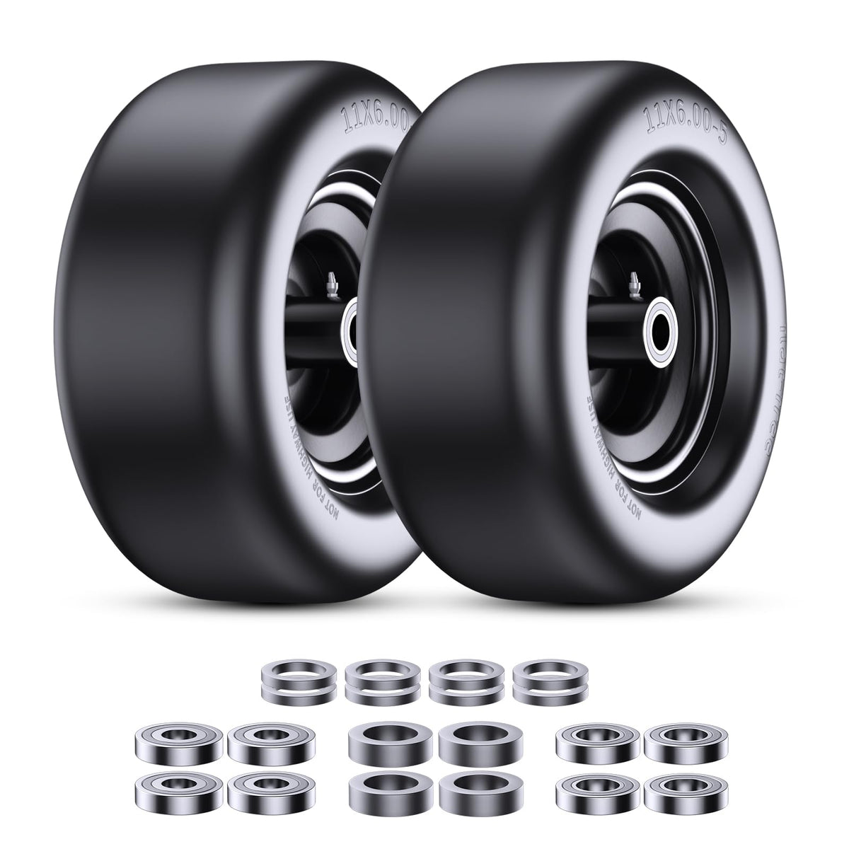 Gnapmak Mooking lawn mower front tire assembly, 2-pack, compatible with universal fit and reliable front support.