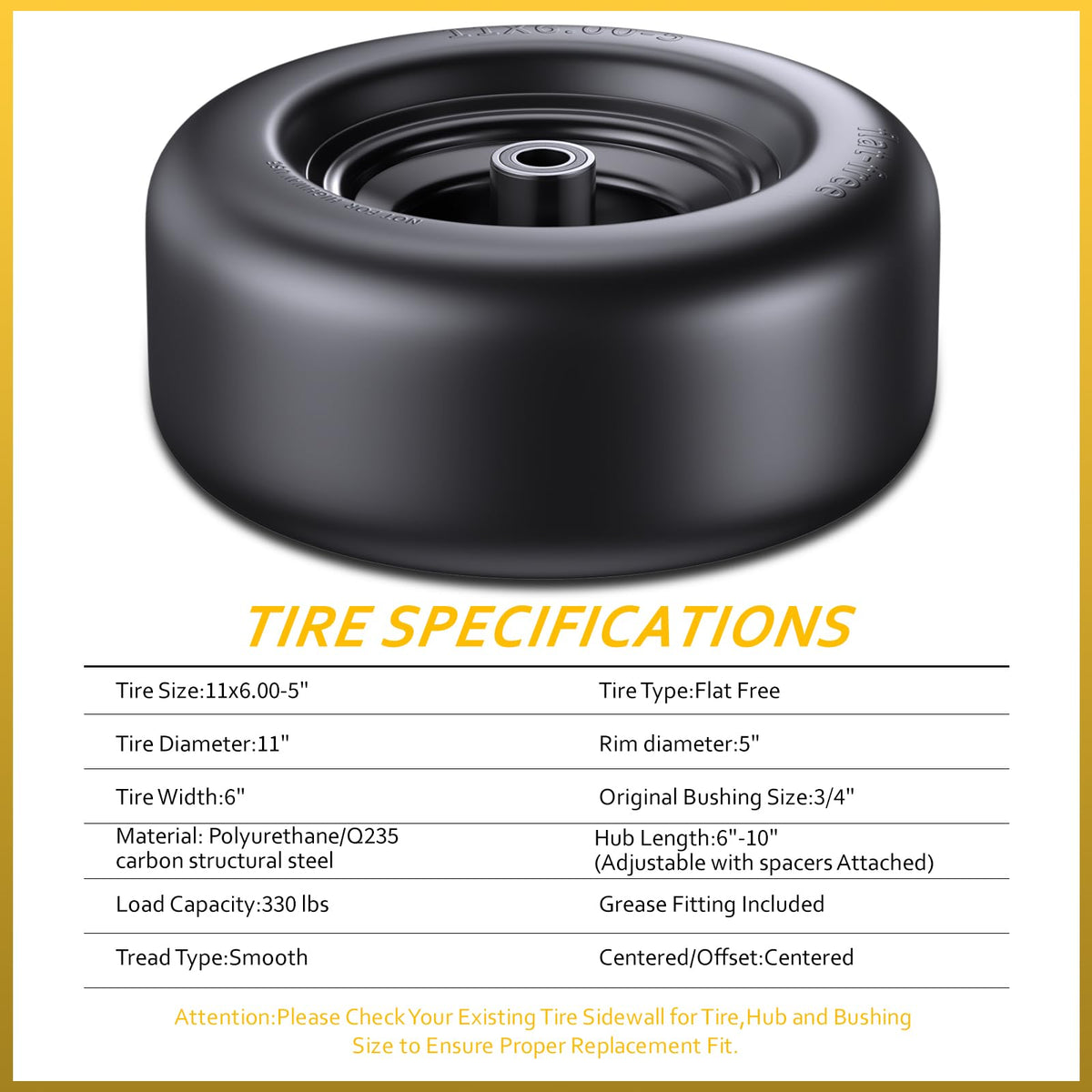 Gnapmak Mooking puncture-proof tire in 2-pack for maintenance-free mowing.