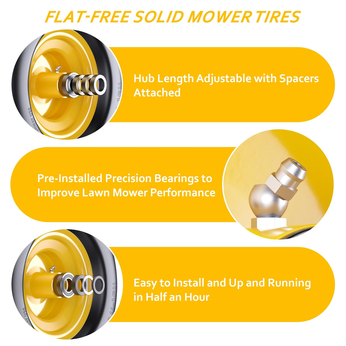 Gnapmak MOOKING puncture-proof tire protects your lawn during mowing.