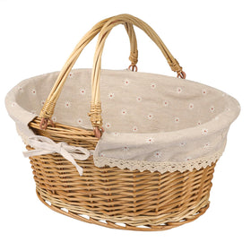 GNIEMCKIN large wicker basket with handle, ideal for picnics and effortless transport.