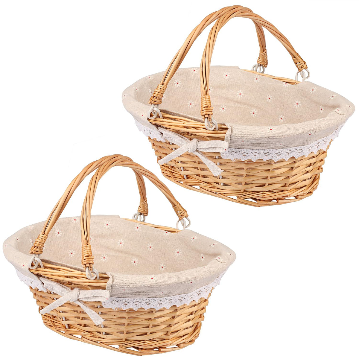 GNIEMCKIN wicker basket with handles for picnics and transport