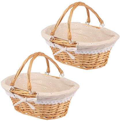 GNIEMCKIN wicker basket with handles for picnics and transport