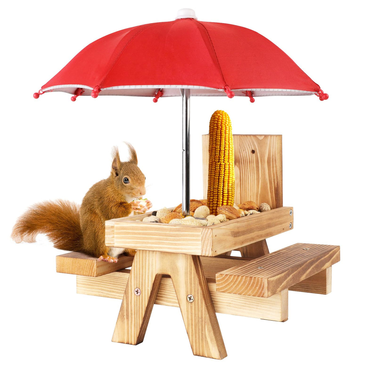 Gnodry Squirrel Feeder Umbrella 9x11 inches fits standard picnic tables.