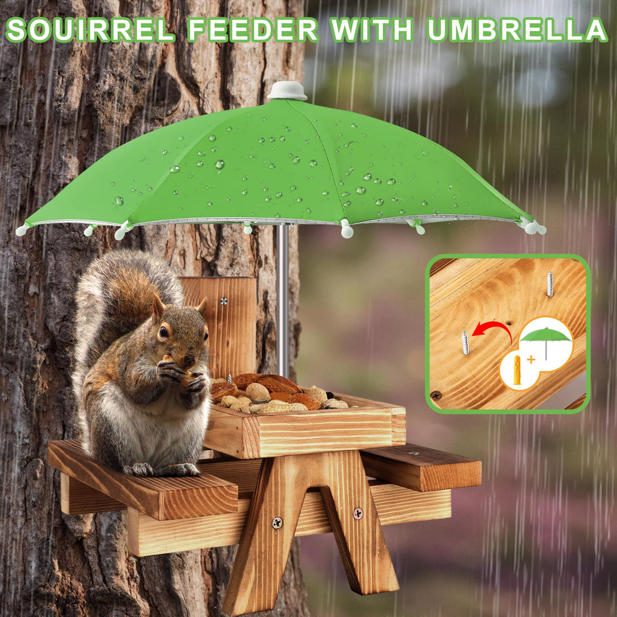 Gnodry Squirrel Feeder shows two-position design for flexible feeding options