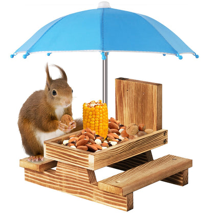 Gnodry Squirrel Feeder with umbrella shade for outdoor meals