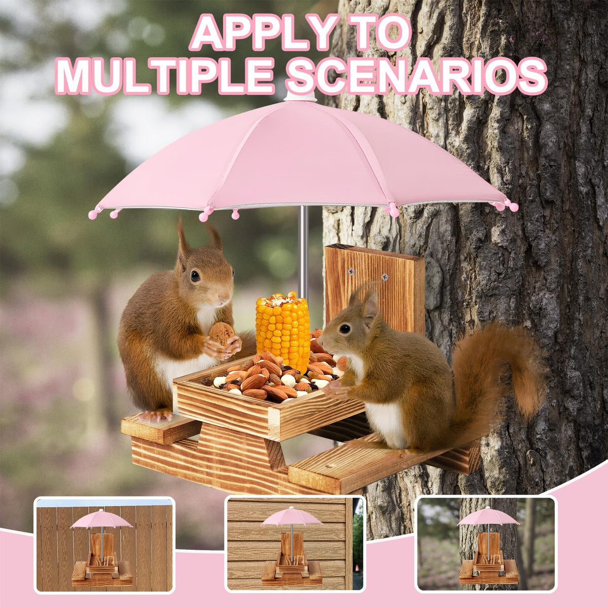 Gnodry Squirrel Feeder waterproof wood surface resists weather
