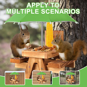 Gnodry Squirrel Feeder features waterproof, carbonized wood for rain resilience