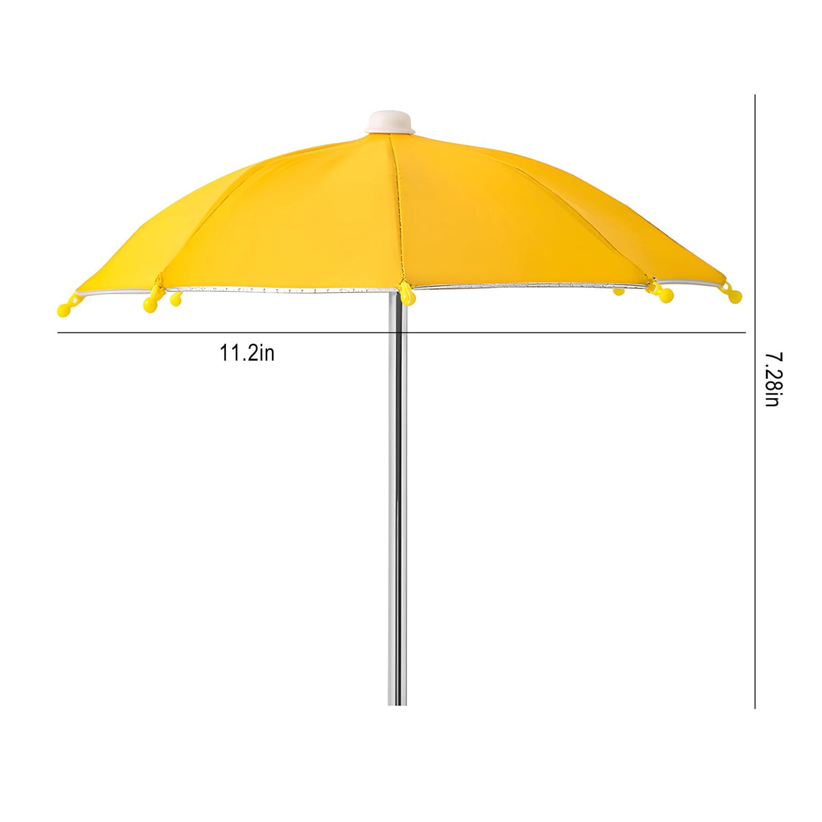 Gnodry yellow umbrella side view highlighting sturdy frame and larger surface for better coverage.