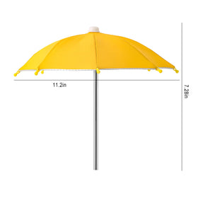 Gnodry yellow umbrella side view highlighting sturdy frame and larger surface for better coverage.