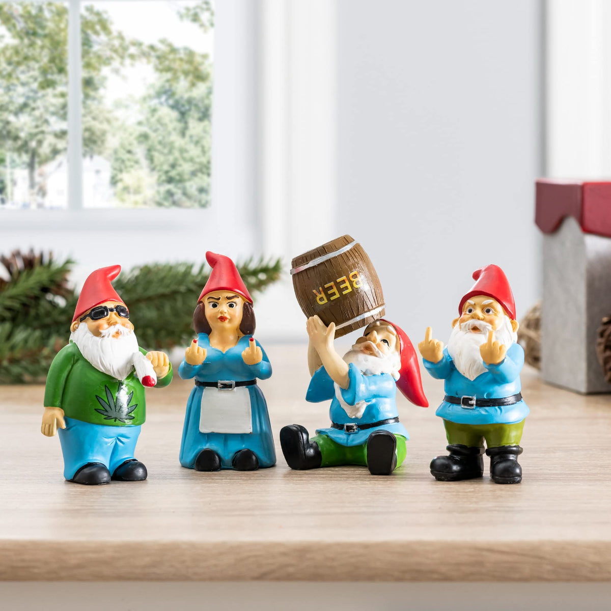 Gnometastic compact garden gnome suited for shelves and planters