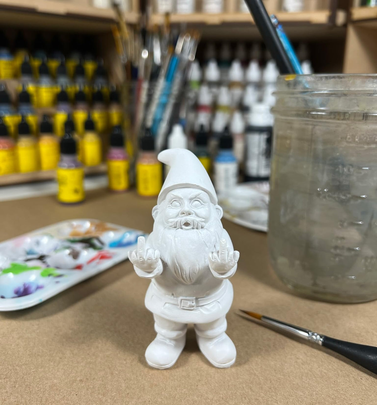 Gnometastic Gnude Mini Gnome displayed in a garden for outdoor display.