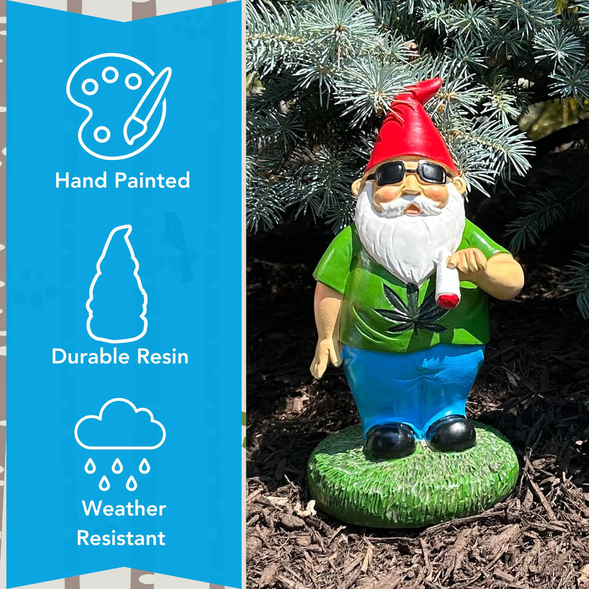 Gnometastic hand-painted gnome with detailed accents.
