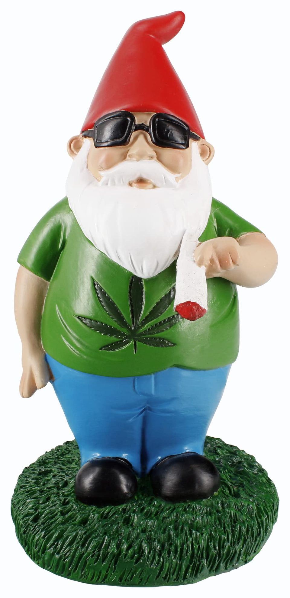 Gnometastic smoking gnome, 8.5-inch outdoor statue for yard decor.