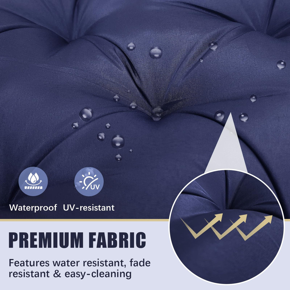 Gnostik cushion care close-up indicates easy spot cleaning with mild soap