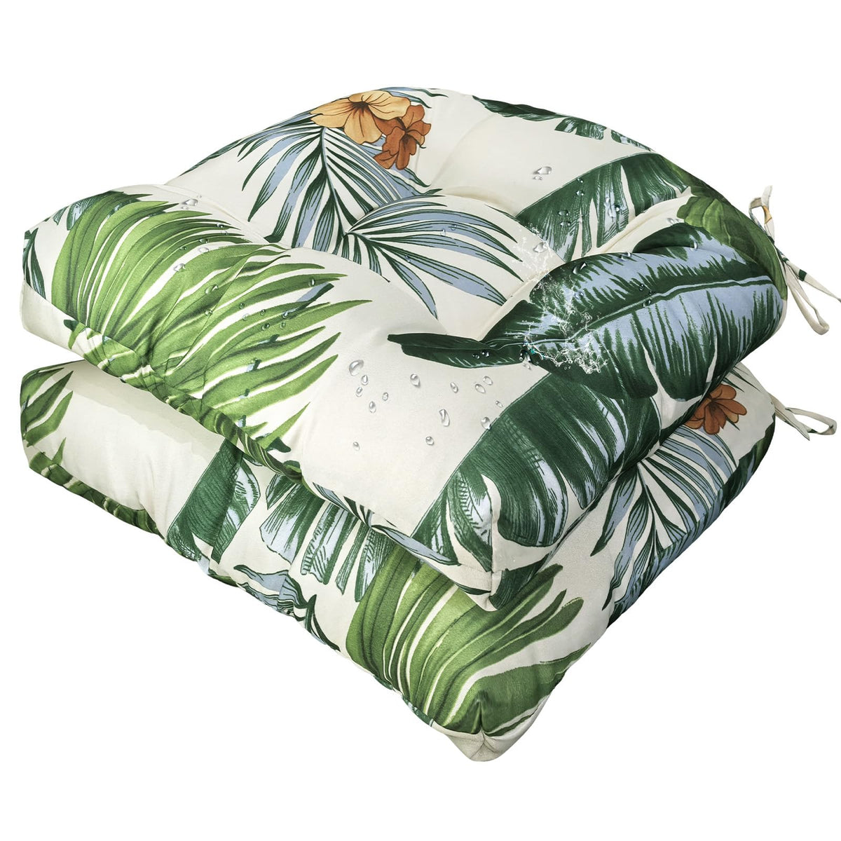 Gnostik outdoor chair cushion with floral Hawaiian print for sunlit patios and light rain.