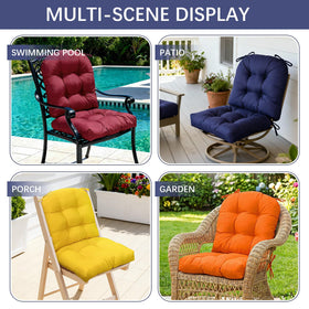 Gnostik tufted outdoor cushion features deep stitching for durable comfort.