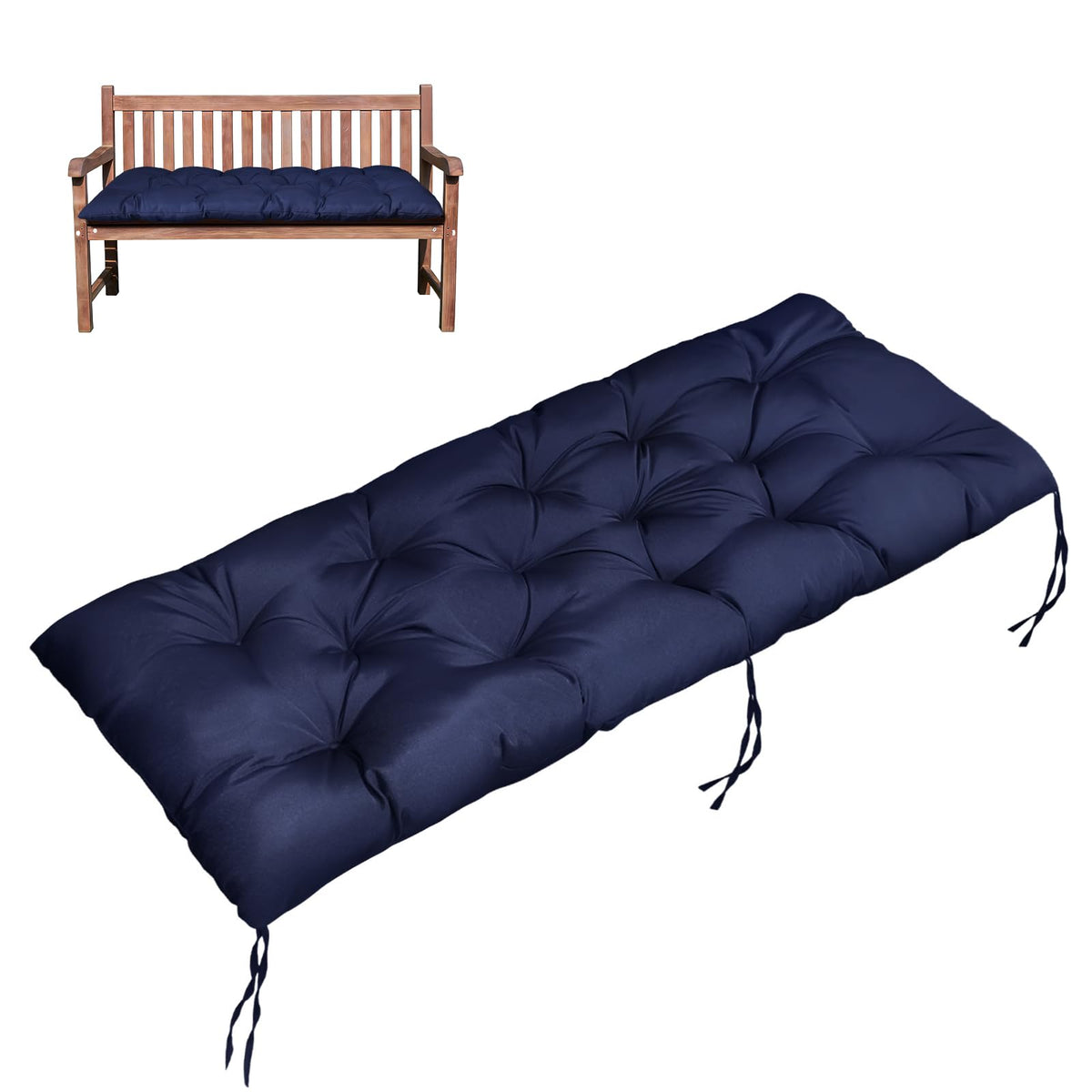 Gnostik 48x20 navy waterproof bench cushion full outdoor view for durability