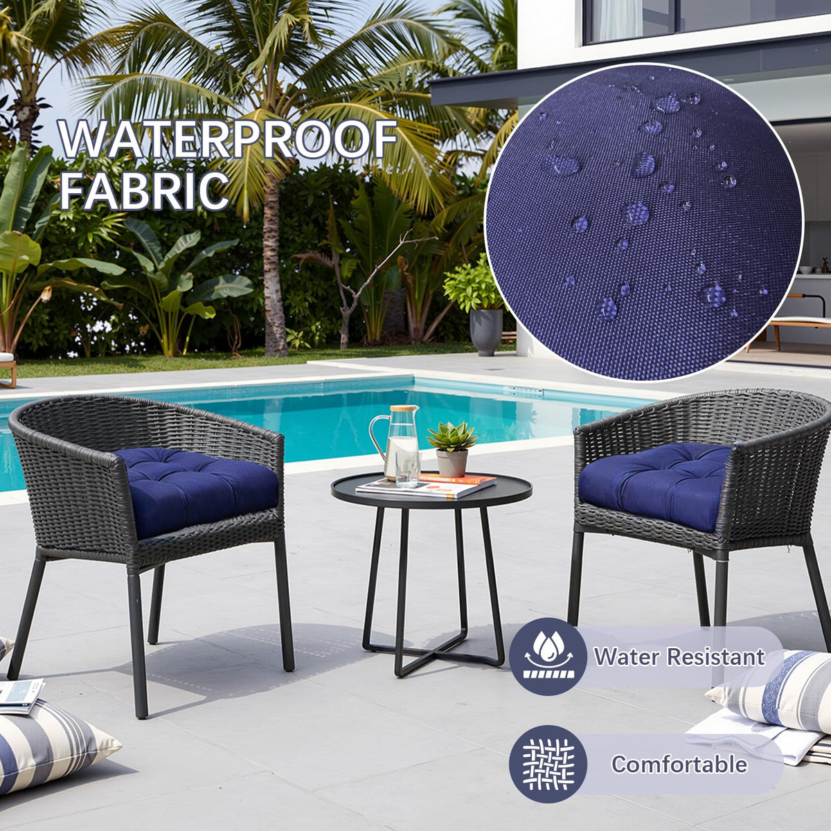 Gnostik wicker chair cushion fits most chairs with 18.6 by 18.6 inch dimensions.