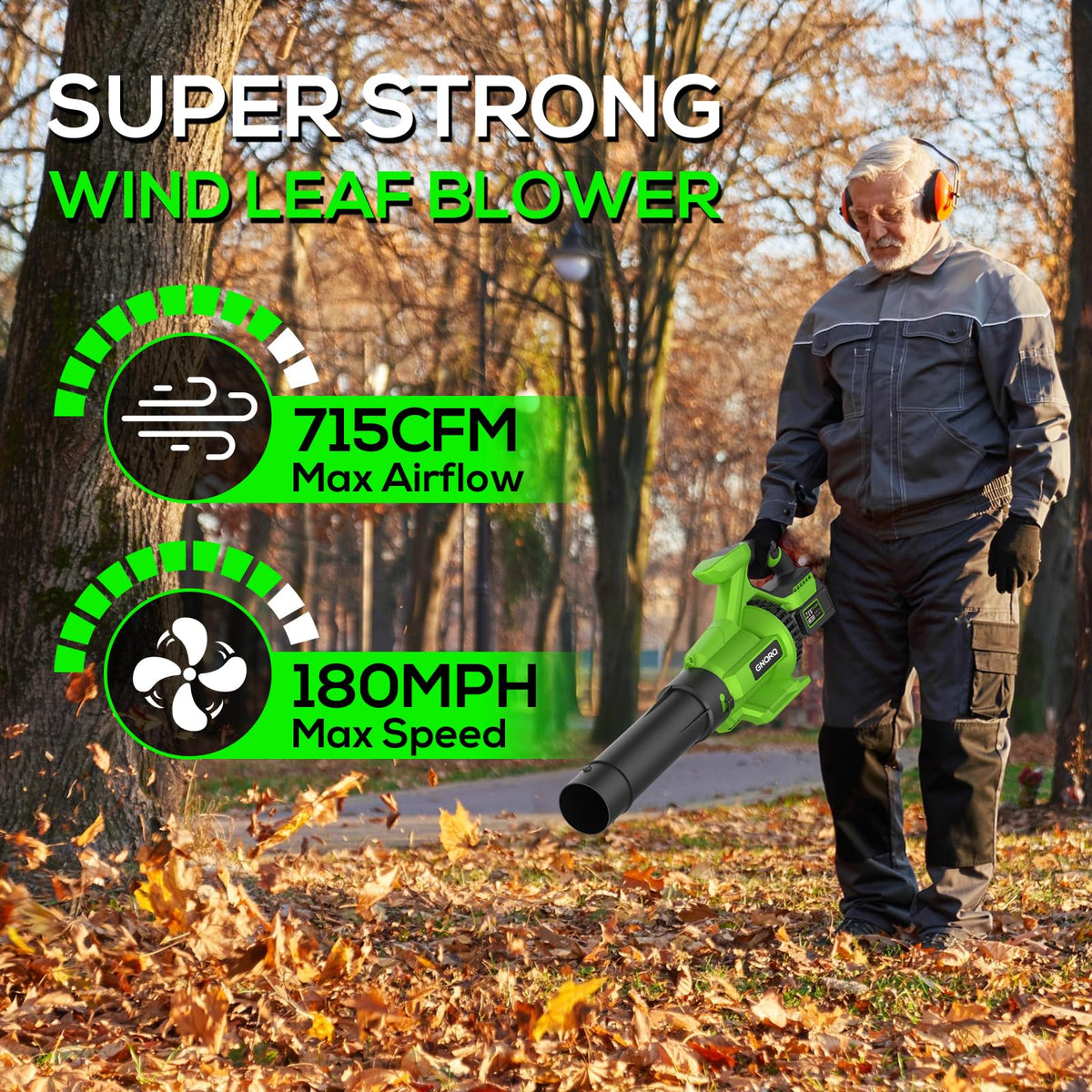 GNQRQ leaf blower brushless motor delivers 32,000 RPM for fast cleanup