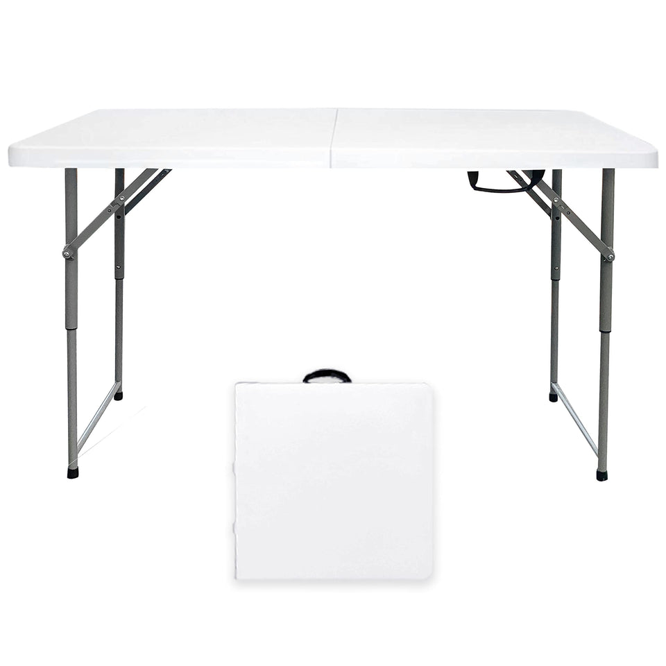 Go-Trio folding table in white top at 4ft length for versatile indoor use