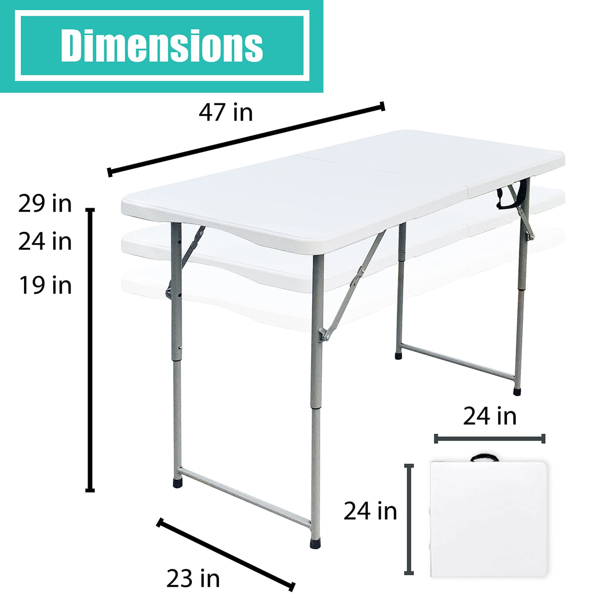 Go-Trio folding table ready for indoor and outdoor use on any surface