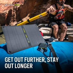 Goal Zero Nomad 10 unfolded panel ready for sun-powered charging