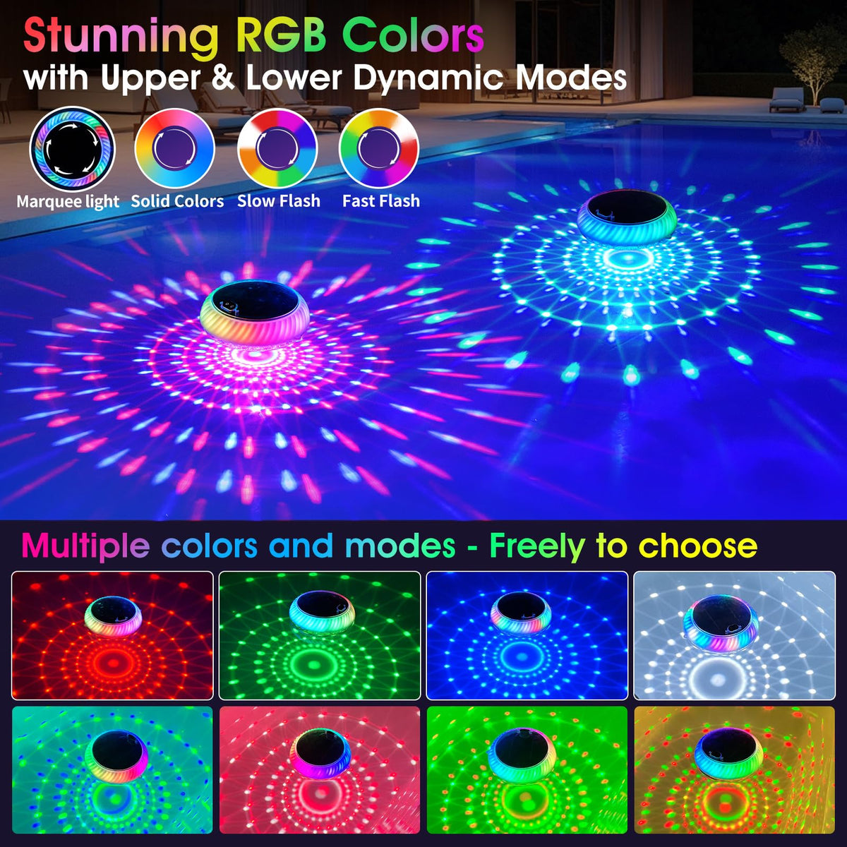 Goallim dual-layer top and bottom color-changing lights create vivid water patterns