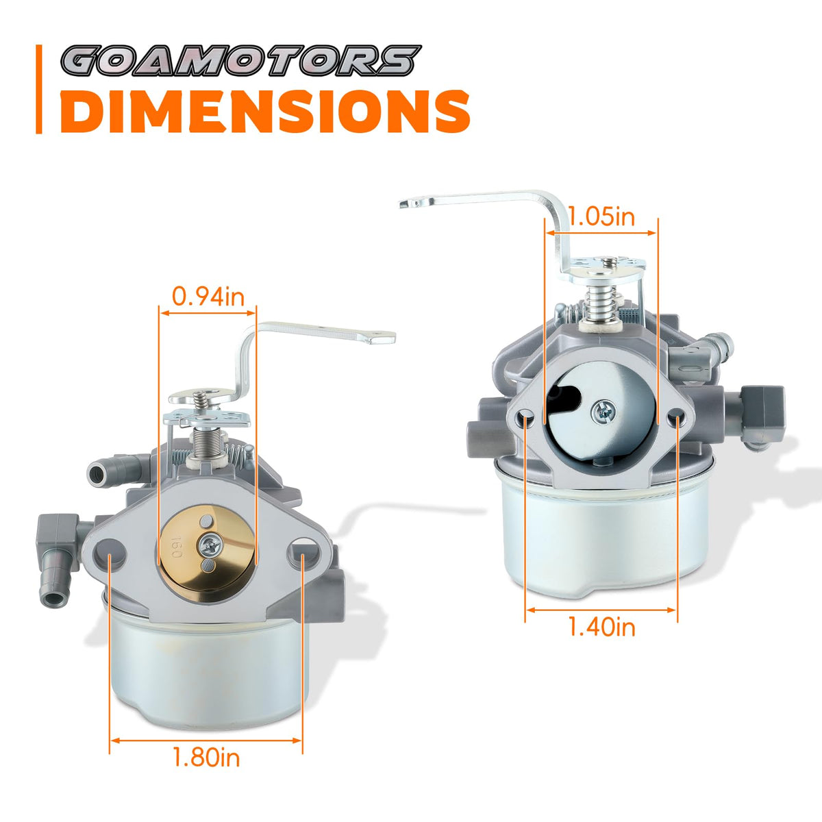 GoaMotors carburetor components image shows spark plug and air filter for easy install.