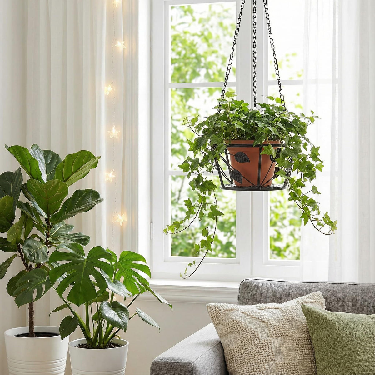 Goaste indoor-outdoor plant holder fits indoors or outdoors