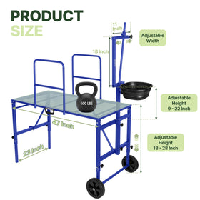 Goatzy Goat Stand adjustable legs support secure trimming on any goat size.