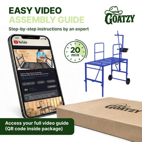 Goatzy Goat Stand heavy-duty steel resists rust for daily milking and grooming.