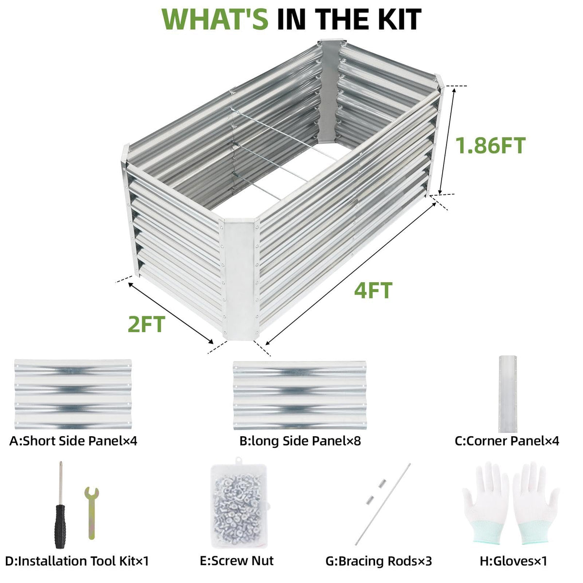 GoCampDirect galvanized deep root planter box in silver for durable outdoor gardening.