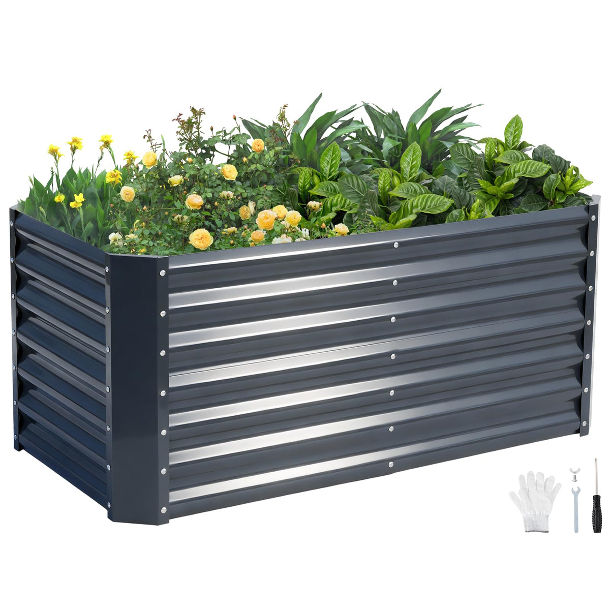 GoCampDirect raised garden bed front angle shows spacious planting area for vegetables and herbs.