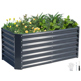 GoCampDirect raised garden bed front angle shows spacious planting area for vegetables and herbs.