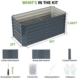 GoCampDirect raised garden bed side view highlights sturdy galvanized panels.