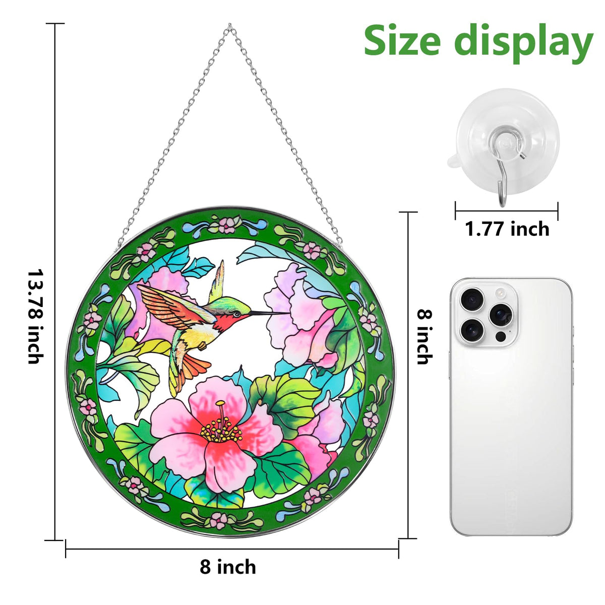 Godferyxin hummingbird suncatcher with secure suction cup for steady hanging.
